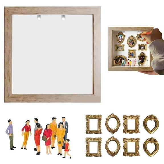 DIY Mini Museum Silhouette Box, Shadow Box Frame Kit with Mini Frames & Figurines, for Anniversary, Wedding & Valentine's Day