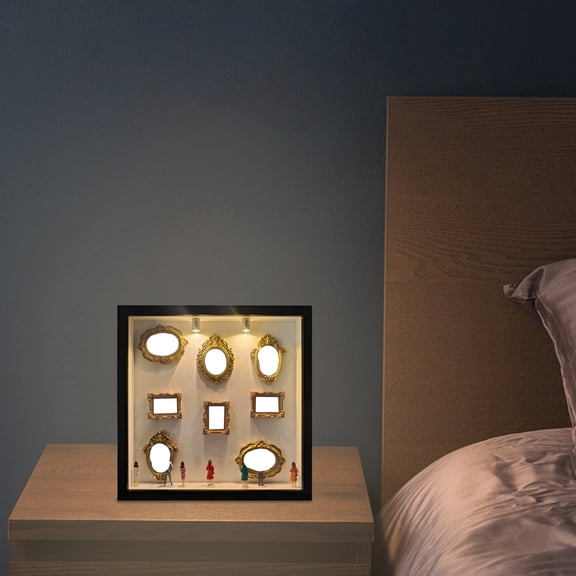 DIY Mini Museum Silhouette Box – Celebrate Your Unique Memories in Style,Mini Museum Display Kit with Figurines and Lights,Creative Personalized Memory Shadow Box Picture Frame