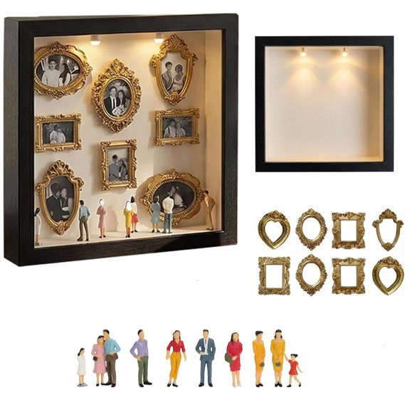 DIY Mini Museum Silhouette Box- Shadow Box Frame Kit, Mini Museum,Personalized Memory Display Case for Couples, Wedding, Anniversary, & Valentine's Day Gift (black)