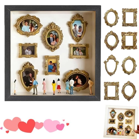 DIY Mini Museum Silhouette Box | Shadow Box Frame Kit with Mini Figurines, Personalized Memory Display for Anniversary, Wedding & Home Decor