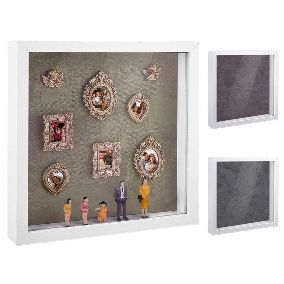 DIY Mini Museum Silhouette Box Shadow Box Picture Frame Kit with 8 Mini Vintage Photo Frames & 8 Museum Figures Shadow Boxes Display Case for Home Decor and Personal Keepsakes (Black)