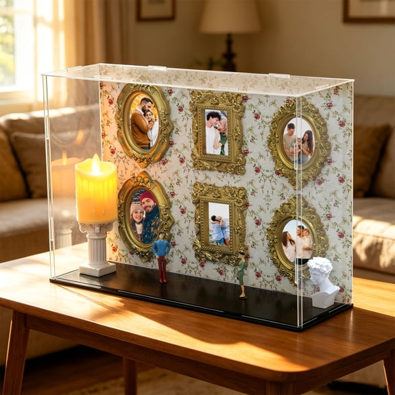 DIY Mini Museum of Us Kit Silhouette Shadow Box Frame Include 8 Mini Gold Frames & 5 Figurines for Memory Display for Anniversary, Wedding, Birthday Gift