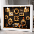 thumbnail image 1 of DIY Mini Museums Silhouette Box, Shadow Box Frame Display Case, Retro Gold Frame & Figures, Personalized Photo Shadow Boxes Display, Gift Ideas for Valentine's Day, Anniversary or Wedding, 1 of 9
