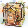 thumbnail image 1 of DIY Miniature Dollhouse Jenny Greenhouse Kit 1:24 scale LED Lights, 1 of 7