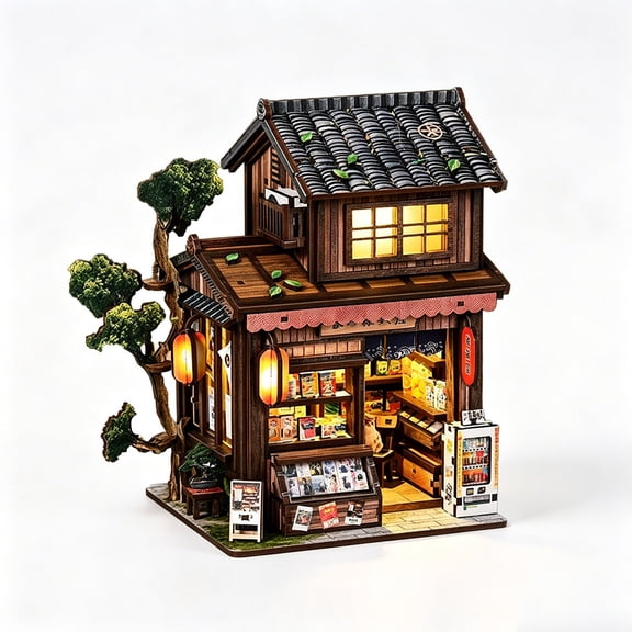 DIY Miniature Dollhouse Kit, Model Craft Kit for Adults, Great Handmade Gift for Birthday Christmas Day, Japanese Villa Courtyard