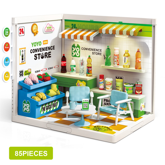 DIY Miniature House Building Set, LED Light-Up Store with Furniture, Craft Hobby Gifts for Adults, Teens & Kids Ages 6+ (Fruit Shop)