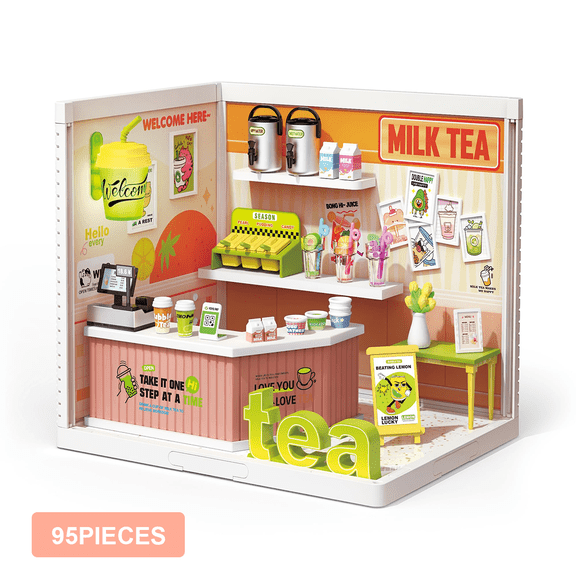 DIY Miniature House Building Set, LED Light-Up Store with Furniture, Craft Hobby Gifts for Adults, Teens & Kids Ages 6+ (Tea Shop)