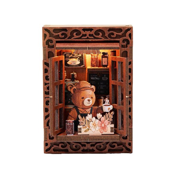 DIY Miniature House Fridge Magnet Kit, Wooden Micro House Model Puzzle with Magnetic Back and Warm Light, Creative Refrigerator Magnet Decor for Home, Kitchen, Desk and Gift
