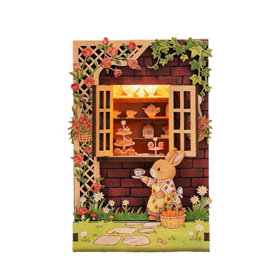 DIY Miniature House Fridge Magnet Kit, Wooden Micro House Model Puzzle with Magnetic Back and Warm Light, Creative Refrigerator Magnet Decor for Home, Kitchen, Desk and Gift