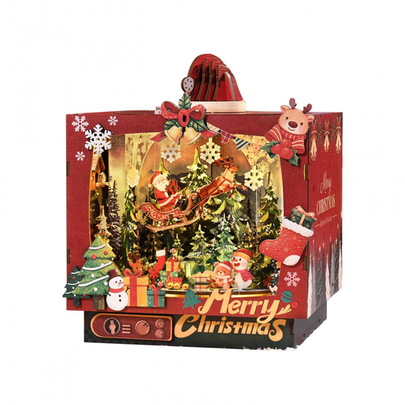 DIY Miniature House Kit for Adults, Christmas House Kit With Warm LED Light & Furniture,3in1 Wooden Craft Building Set for Bookshelf Decor, Home Display & Creative Xmas Gifts for DIY Lovers