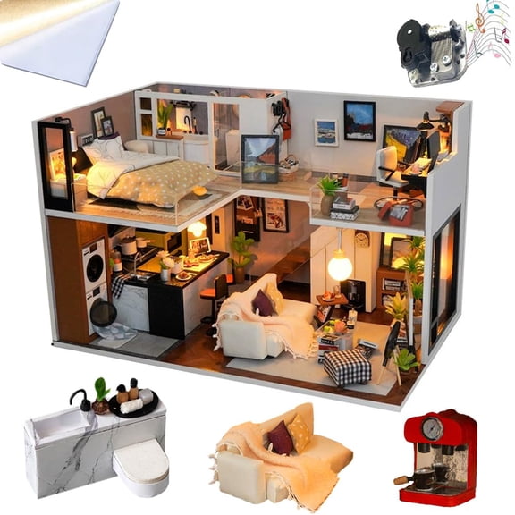 DIY Miniature House Kit, DIY Doll House Villa Building 3D Model Book Nook, Gifts for Friend and Parents