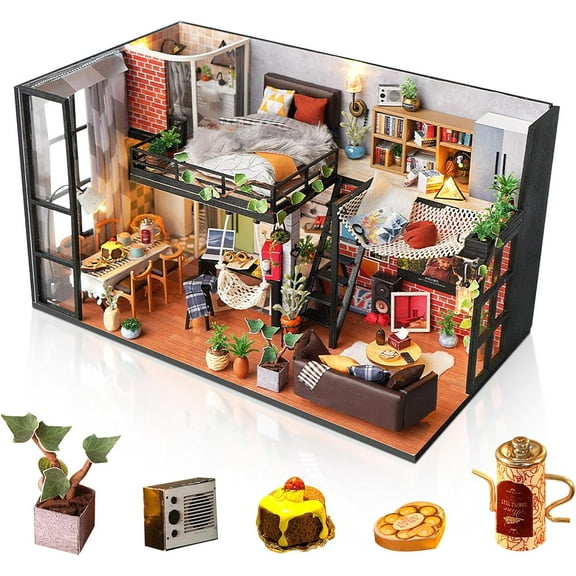 DIY Miniature House Kit Dollhouse Kit, Mini House Building Kits for Adult to Building, Christmas Home Decorations Gifts for Family and Friends