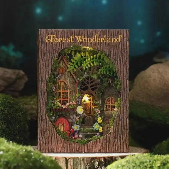 DIY Miniature House Kit, Forest Wonderland Mini House Kit for Adult to Build, Wooden Dollhouse Making Kit with Furniture, Christmas Birthday Gifts