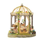 DIY Miniature House Kit, Rose Manor Romantic European Garden Gazebo Model,164Pcs with Warm LED Lights, Vintage Dollhouse for Tabletop Bookshelf Decor & Gift for Adults 14+