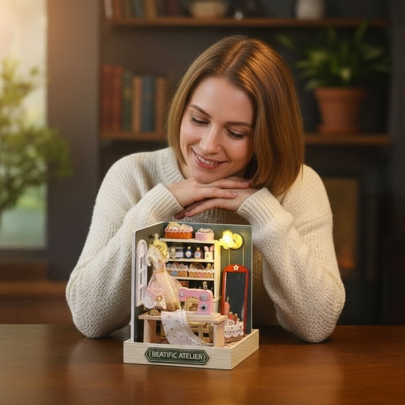 DIY Miniature House Kit - Small Pavilion Model Building Set, 3.7 x 3.7 x 4.5 in Assembled, Adult Craft Project, Detailed Home Décor Gift, NoIncluded