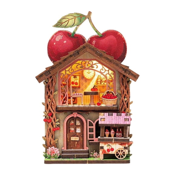 DIY Miniature House Model Kit with LED Light Wooden Magnetic Mini Scene Craft Kit for Desk Decor Gift