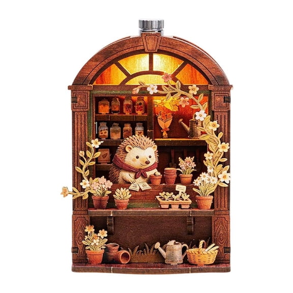 DIY Miniature House Model Kit with LED Light Wooden Magnetic Mini Scene Craft Kit for Desk Decor Gift