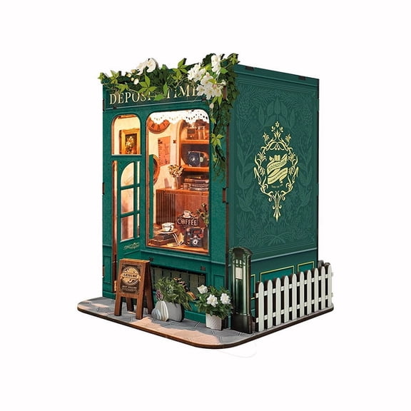 DIY Miniature Library Book Nook Kit - Bookstore Memories 3D Wooden Puzzle House with Integrated LED, Retro Bookshelf Diorama Craft Set for Bibliophiles and Collectors