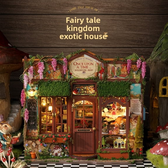 DIY Miniature Room Kit - The Dollhouse Collector’s Shop 3D Wood Puzzle House with Furniture, 1:24 Scale Architecture Model with LED Lighting, Creative Craft Gift