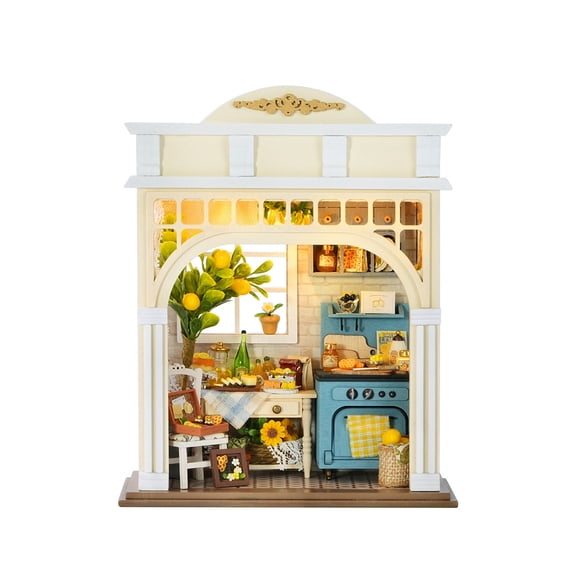 DIY Miniature Wooden House Model Kit, Z-031 Sunshine Season 3D Puzzle with LED Lights and Hidden Compartment Handcrafted Architecture Set for Adults Home Decor