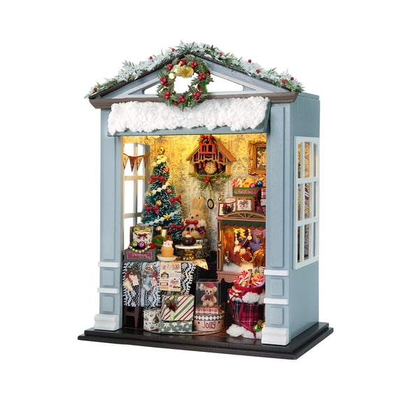 DIY Miniature Wooden House Model Kit, Z-032 Joyful Gatherings 3D Puzzle with LED Lights and Hidden Compartment Handcrafted Architecture Set for Adults Home Deco