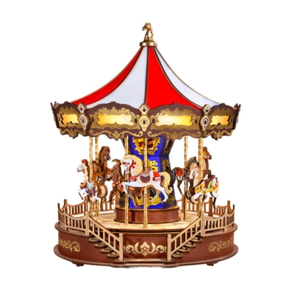 DIY Model Building Kit Mechanical Merry-go-Round Exquisite Display Gifts, 3D Wooden Puzzles Music Box for Teens Man/Woman Family HJJLRH