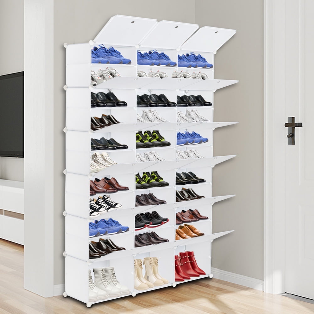 DIY Modular Cube Storage Organizer, Plastic Cubby Shelving with Translucent Design, Rust-Proof Metal Frame Closet System for Home Office Clothes Toys Shoes