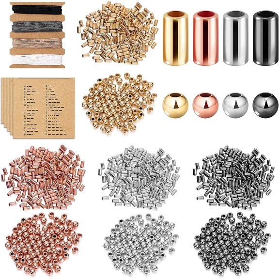 DIY Morse Code Bracelet Making Kit, 800 Round Spacer Beads and 800 Long Tube Spa