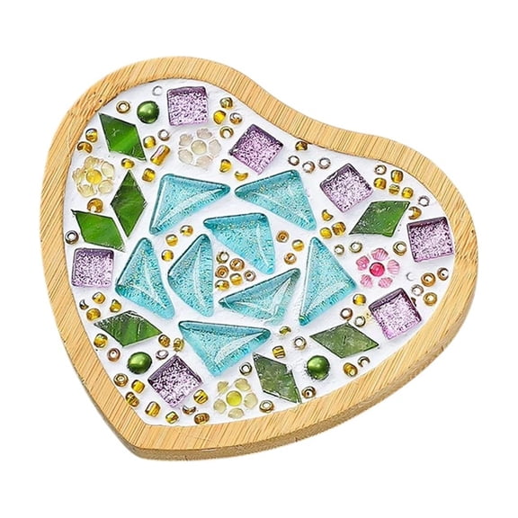 DIY Mosaic Bamboo Coasters Drinking Cup Plant Coaster Base Trays Art Plate Mosaic Tiles Art Plate DIY Supplies for Arts Crafts Handmade Home Decor Gift