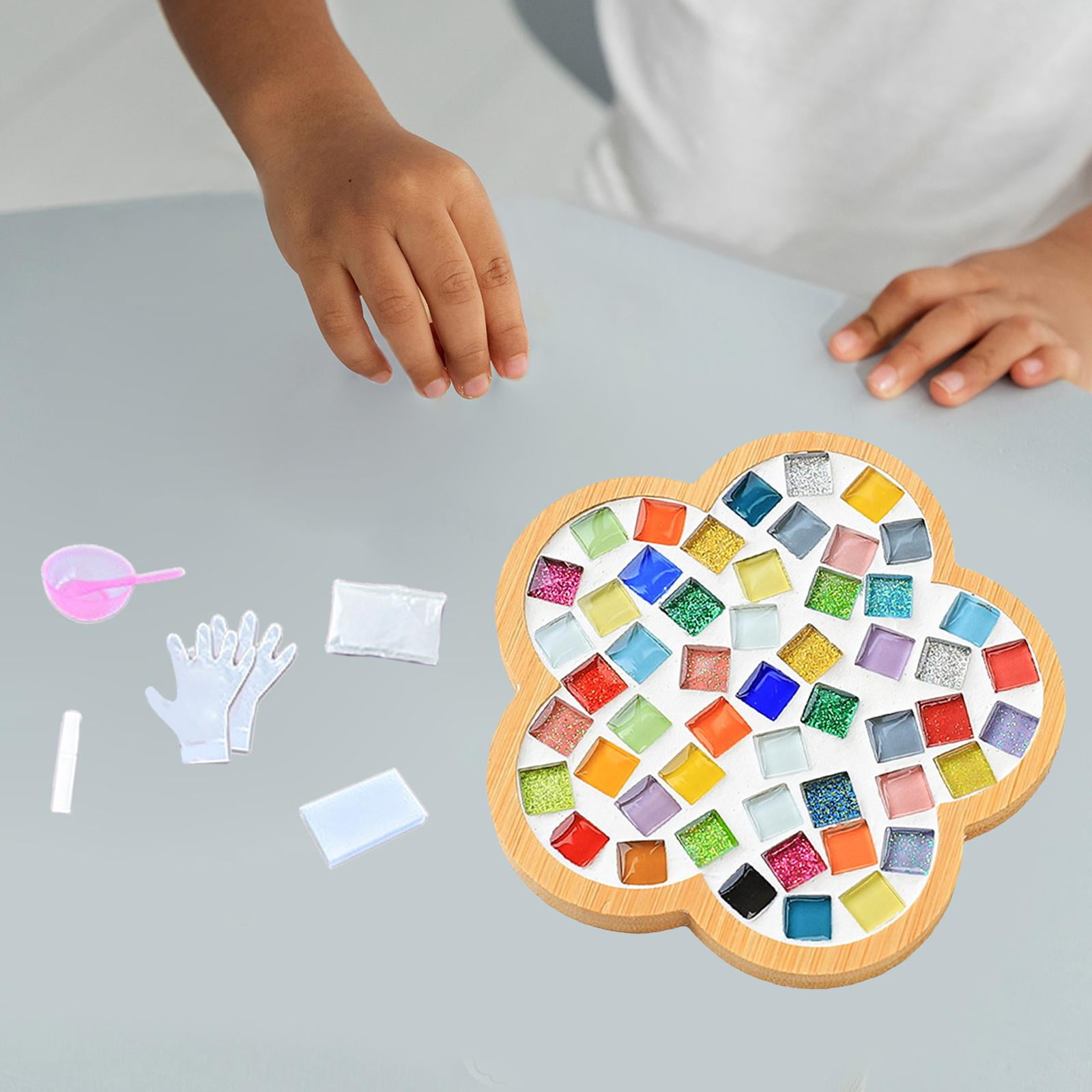 DIY Mosaic Coaster Holiday Gift Place Mat Cup Holder Children's Educational Toys Glass Mosaic Tiles for Home Ornament Dining Table B