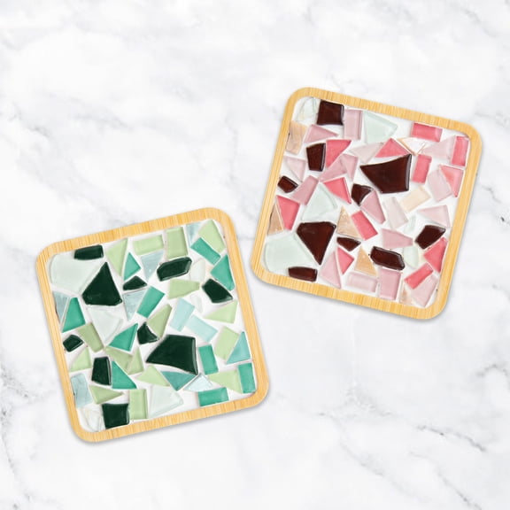 DIY Mosaic Coasters Kit  Create Two Custom Glass Tile Coasters