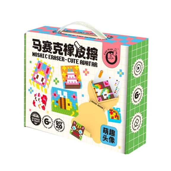DIY Mosaic Eraser Craft Kit , Creative Puzzle Eraser Set with Cute Character Themes, Educational Stationery Toy for Fine Motor Skills, Classroom Rewards & Birthday Gifts, Multicolor
