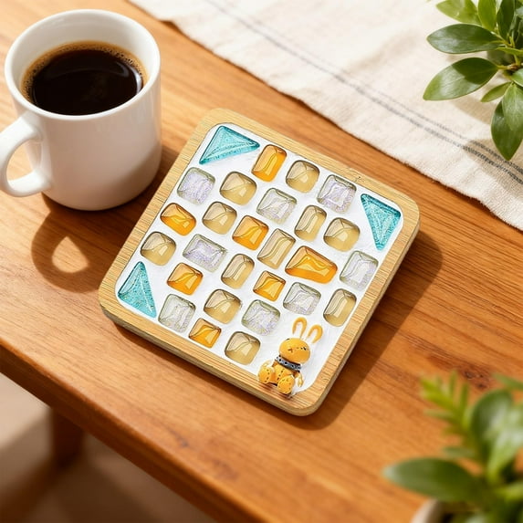DIY Mosaic Tile Coaster Craft Kit, Wooden Cup Mat Making Set with Colorful Mosaics, Beginner-Friendly Arts & Crafts Gift Kit for Valentine’s Day & Anniversary