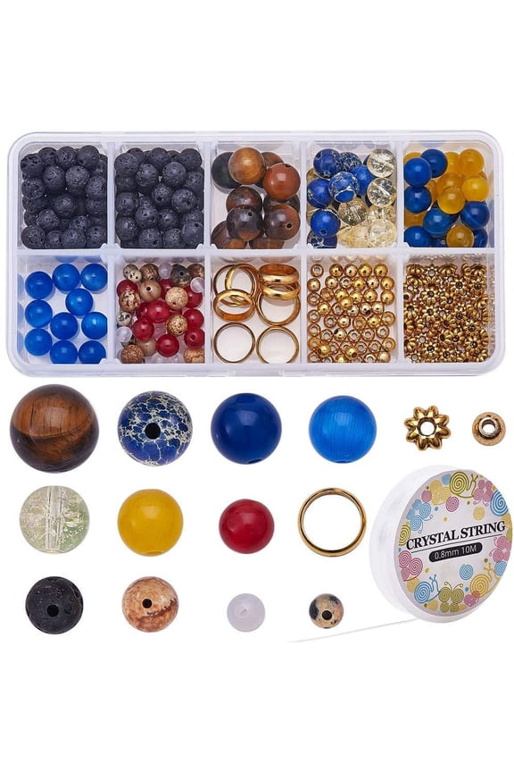 DIY Multilayer Solar System Bracelet Making Kit Natural Gemstone Universe Galaxy The Nine Guardian Planets Necklace Bracelet Jewelry Making Starter Supplies