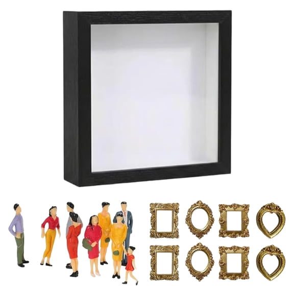 DIY Museum Silhouette Lighted Shadow Box Frame Set With Gold Frame And Figurine For Anniversaries Weddings Birthdays And Home Decor (Black)