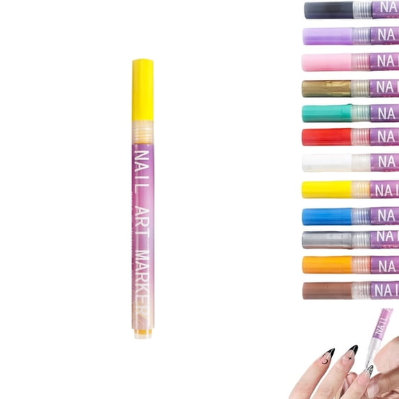 DIY Nail Art Pens 12 Colors Option - Nail Art Markers, 3D Doodle Pens for Painting Nails, Acrylic Paint Pen, Nail Brush Tools, Nail Art Pen, Nail Pens, Dotting Tools Nail Art, Fingernail Paint Pens