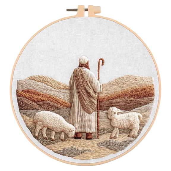 DIY Nativity Embroidery Kit for Beginners, 20cm Hoop, Christmas Craft, Handmade Holiday Decor Project