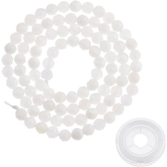 DIY Natural Rainbow Moonstone Round Beaded Stretch Bracelet Making Kit 4mm Hole: 0.7mm