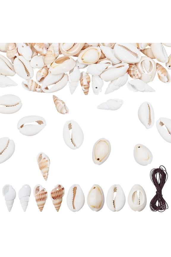 DIY Necklaces Making Kits Including Natural Trumpet Shell Spiral Shell Beads Nylon Thread Mixed Color 17x10x8mm Hole: 1mm