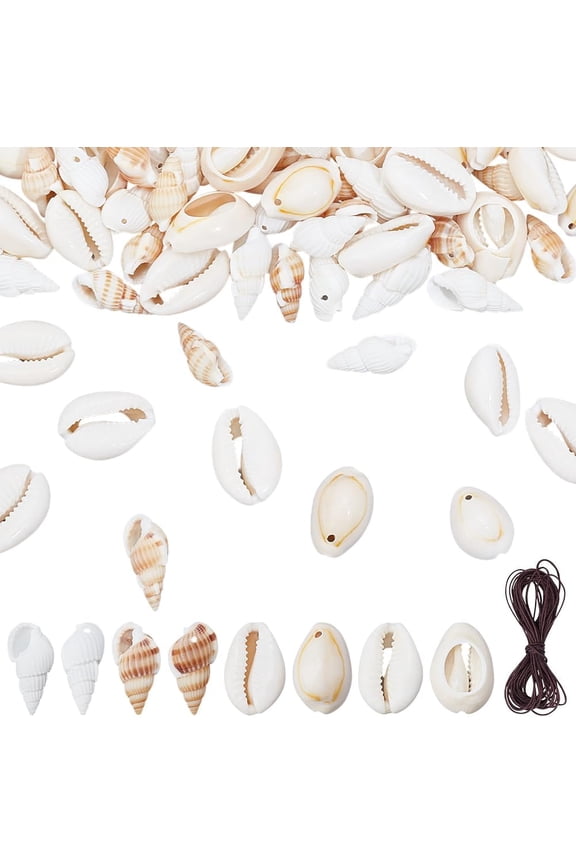DIY Necklaces Making Kits Including Trumpet Shell Spiral Shell Beads Nylon Thread Mixed Color 17x10x8mm Hole: 1mm