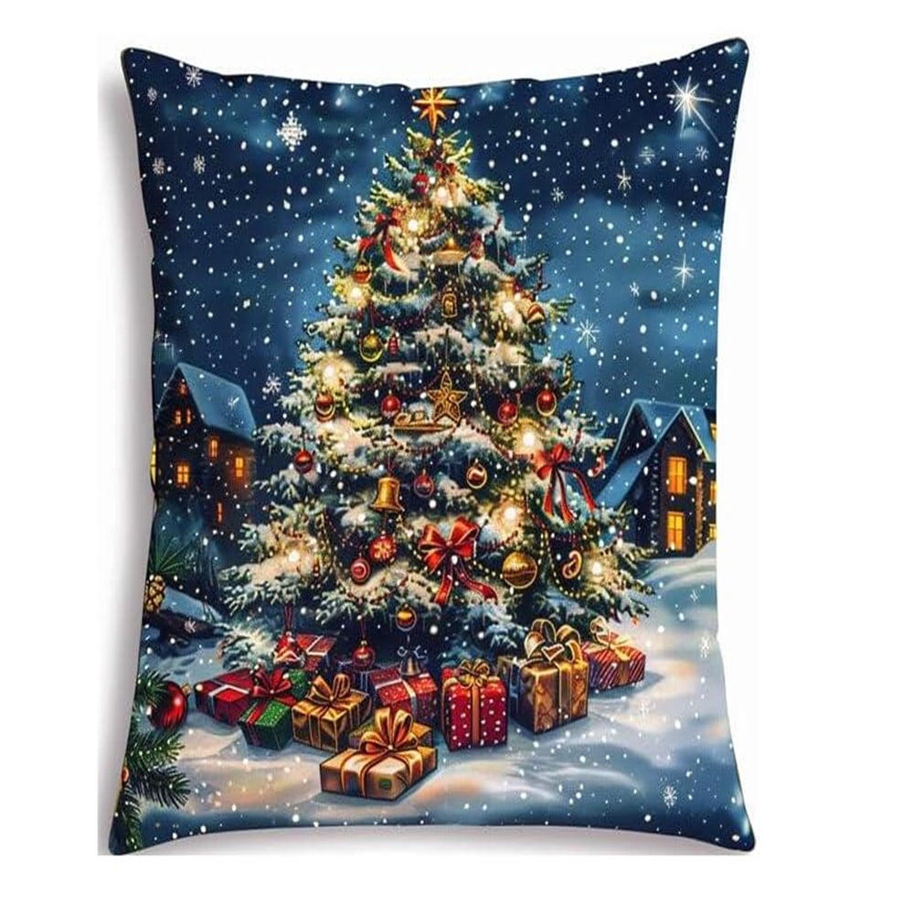 DIY Needlework Kit Embroidery Pillow Canvas Cushion Christmas DIY Printed Pattern Cross Stitch Pillow Kit