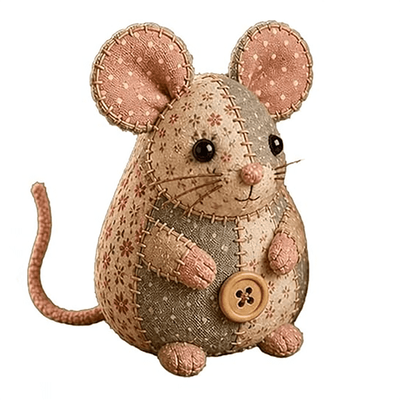 DIY Needlework Kit, Patchwork Mouse Sewing Craft Set, 3.94 Inch Small Size, Handmade Animal Plushie Making Project for Relaxing Hobby, 1-Pack, YDYB