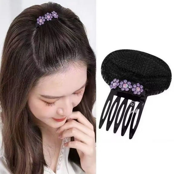 DIY New Thickening Fluffy Hair Bun Princess Styling Tools Hair Pad Puff Hair Head Cushion False Hair Clip Wig Hair Pad PURPLE