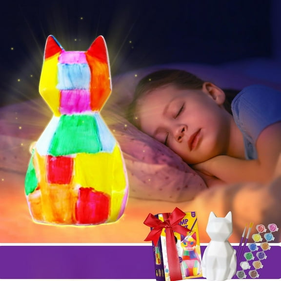 DIY Night Light, Children's DIY Painted Graffiti Creatives Modeling Animals Glowing Toy Soft Rubber White Embryo Doll Small Night Light Painting Set Toy 10ml