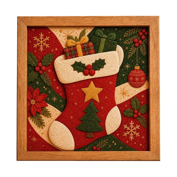 DIY No-Sew Kinusaiga Fabric Art Kit, Christmas Theme Kinusaiga Cut Cloth Handcraft Kit, Relaxing Handmade Art Project Home Wall Decor Gifts