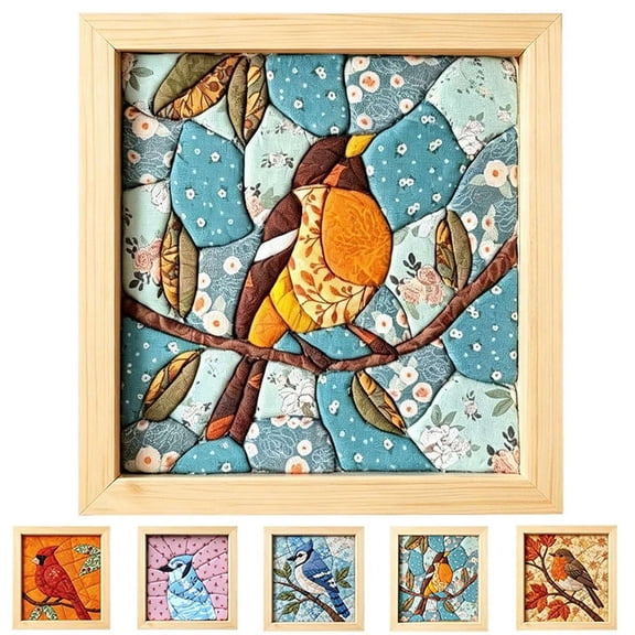 DIY No-Sew Kinusaiga Fabric Art Kit with Frame and Tools, Creative Fabric Mosaic Craft Kits for Adults, Kintsugi Wall Decor Art Project, Unique Handmade Gift for Mom and Craft Lovers