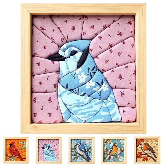 DIY No-Sew Kinusaiga Fabric Art Kit with Frame and Tools, Creative Fabric Mosaic Craft Kits for Adults, Kintsugi Wall Decor Art Project, Unique Handmade Gift for Mom and Craft Lovers