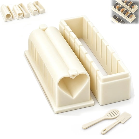 DIY Non-Stick Sushi Maker Mold Set with Cutting Groove, Sushi Maker Mold for Beginners, Easy Press and Roll Kit for Home Kitchen and Restaurant