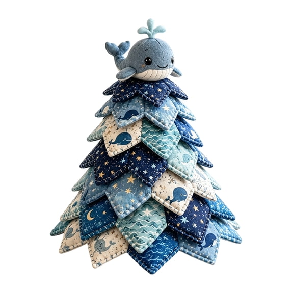 DIY Ocean Quilted Fabric Tree Kit, 3D Padded Sewing Craft Project, Seasonal Mantel Shelf Decor, Ocean Home Decor, Handmade Holiday Gift for Crafters
