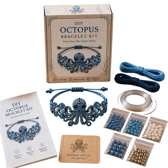DIY Octopus Bracelet Making Kit with Wax Cord Beads and Wire Adjustable Cord Bracelet Craft Set for Jewelry Making